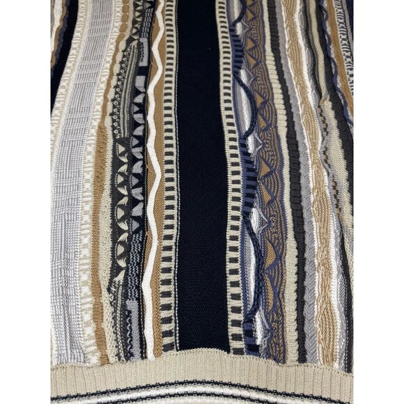 Vintage Sweater Multicolor 3D 90s Textured Knit Abstract Geometric Grandpa Y2k L - Picture 9 of 11